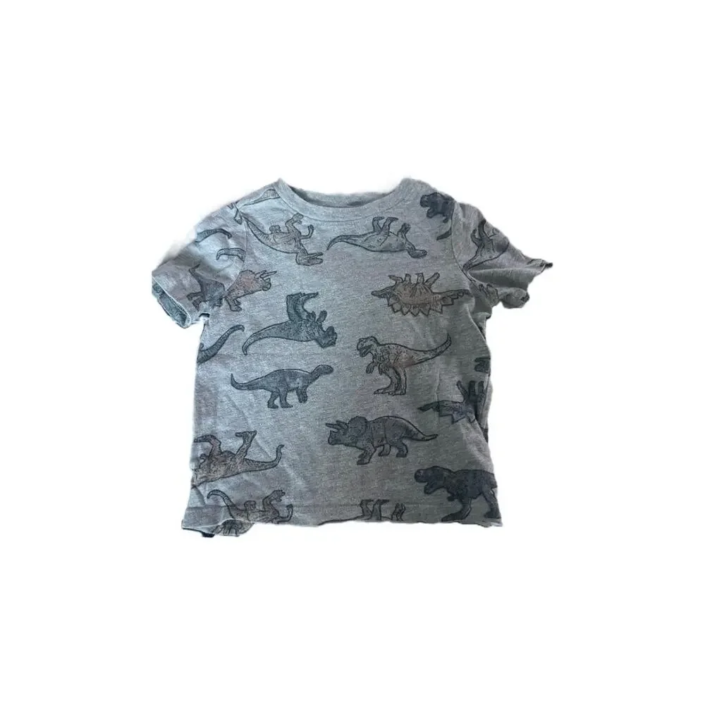 Old Navy / Garanimal Boys Set of 2 Dinosaur & Stripe Short Sleeve Shirts Size 2T